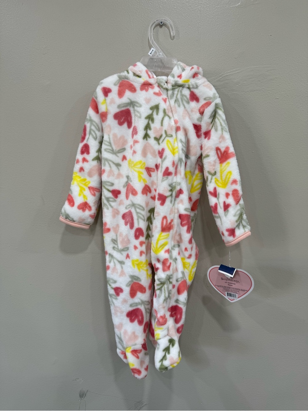 Little beginnings hooded play and sleep winter pajamas size 6-9month